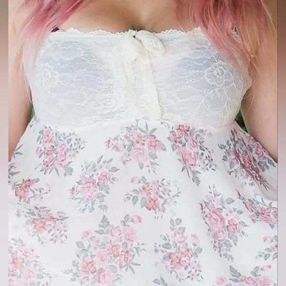 Dolls Kill × Current Mood Lacey Floral Lightweight Wide Strap Summer Dress (M) - Picture 6 of 10